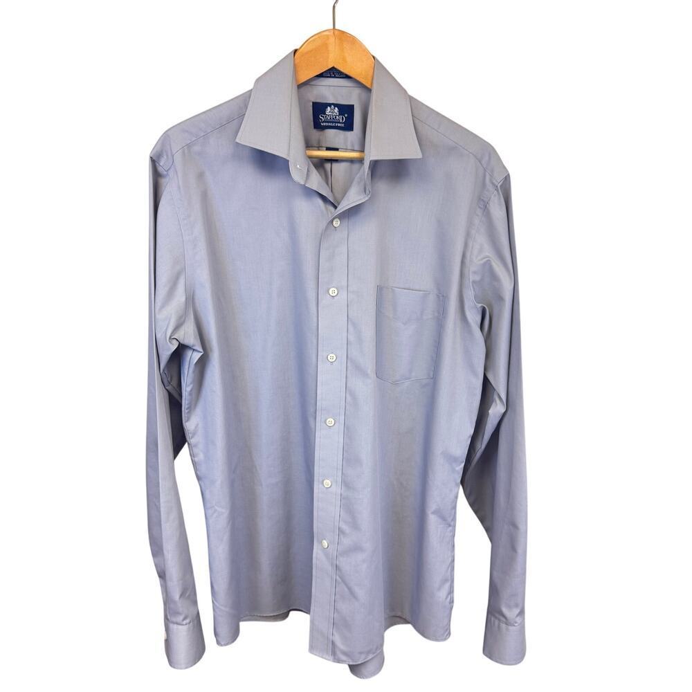 Stafford Gray Button-Down Mens Dress Shirt Wrinkle Free Cotton Blend Sz 16